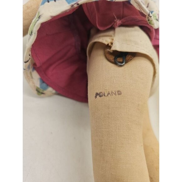 Vtg 1950s Cloth Sawdust Doll Celluloid Mask Hand Painted Face Jointed 13” Poland - Picture 4 of 9